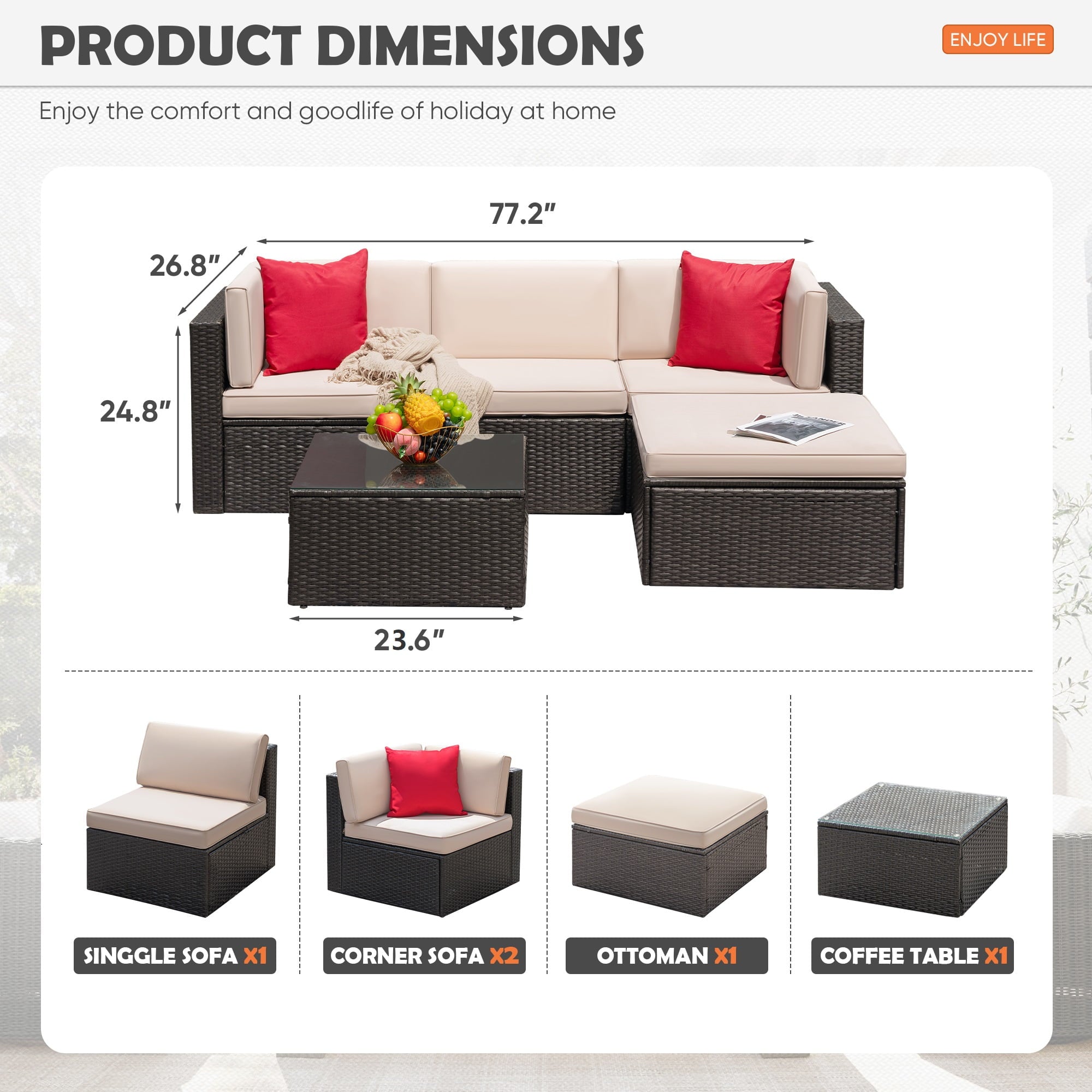 Devoko 7-Piece Patio Sectional