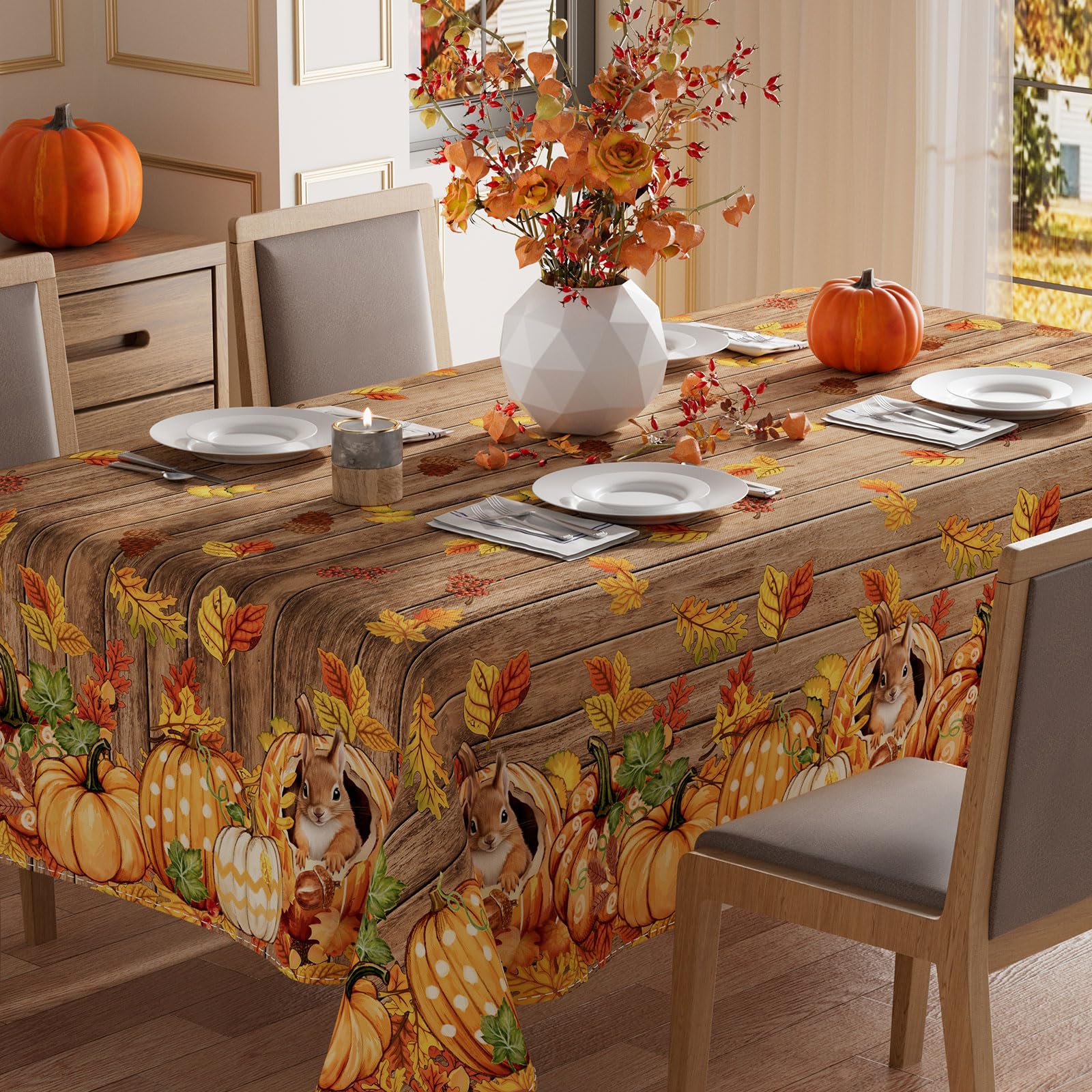 DII Harvest Pumpkin Tablecloth 60x84