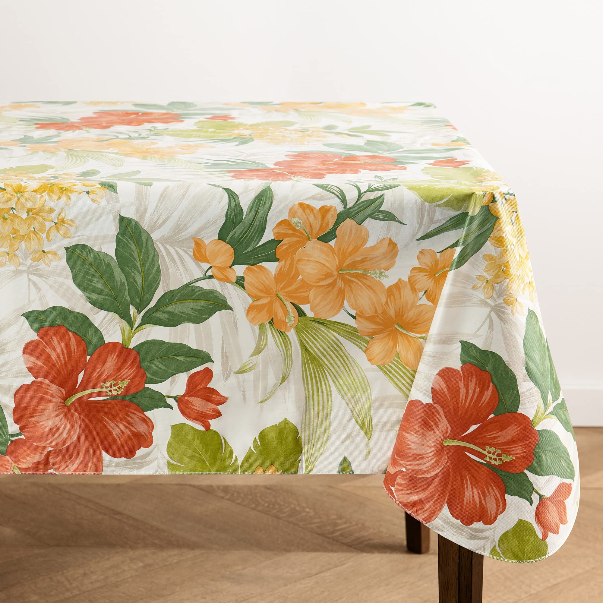 Elrene Home Fashions Laguna Outdoor Vinyl Tablecloth with Umbrella Hole 60x84