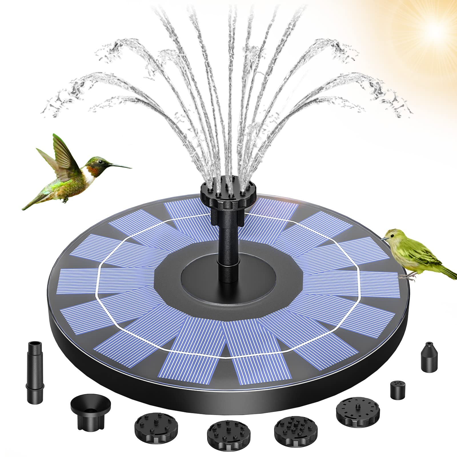 FEELLE 6W Solar Fountain Pump with 7 Nozzles