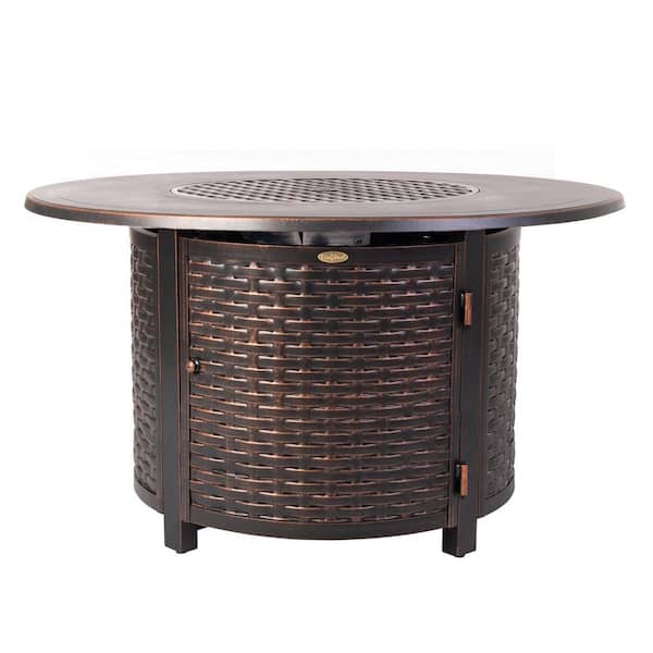 Fire Sense Villa 48-Inch Round 60,000 BTU Hammered Bronze Propane Fire Pit Table