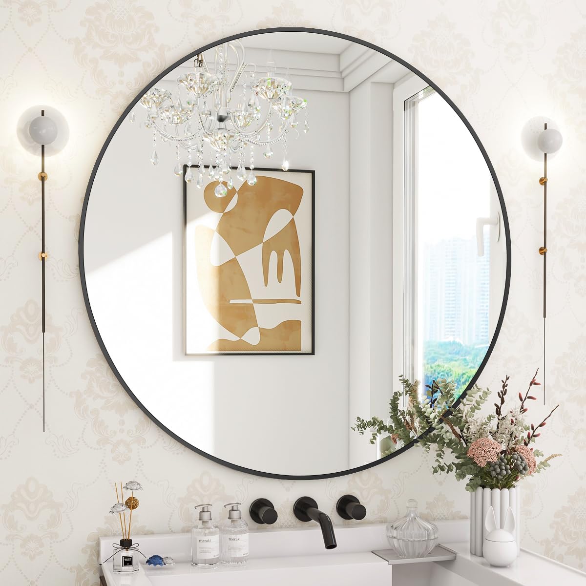 Flash Furniture Elsinore 30-inch Round Wall Mirror