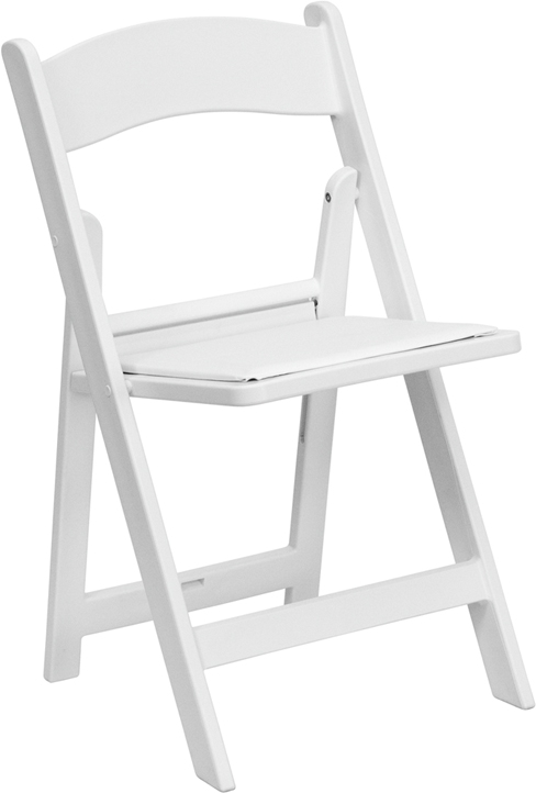 Flash Furniture Hercules Series 500 lb. Capacity White Resin Folding Chair with White Vinyl Padded Seat
