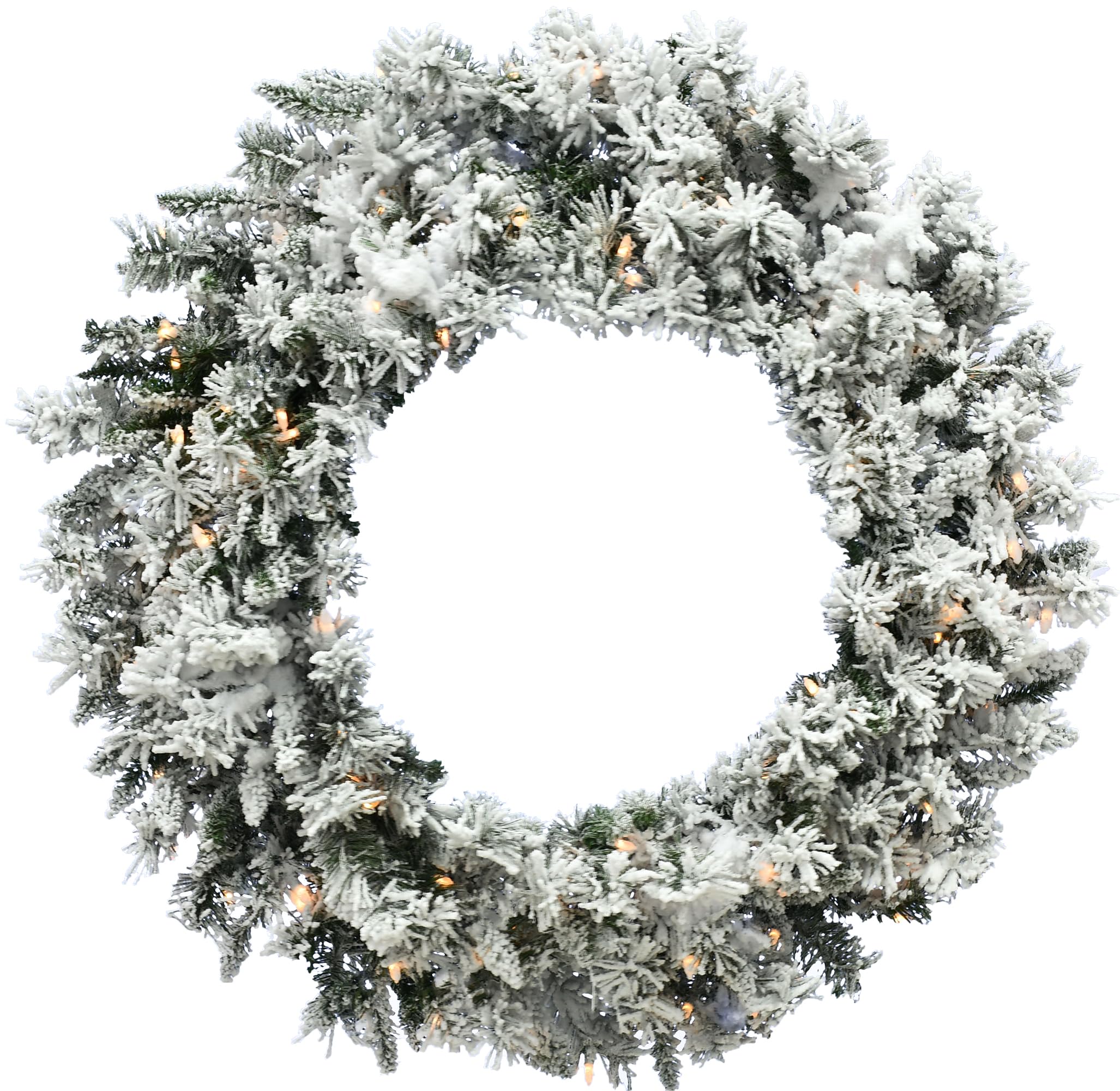Fraser Hill Farm 36-Inch Pre-lit Flocked Mountain Pine Wreath