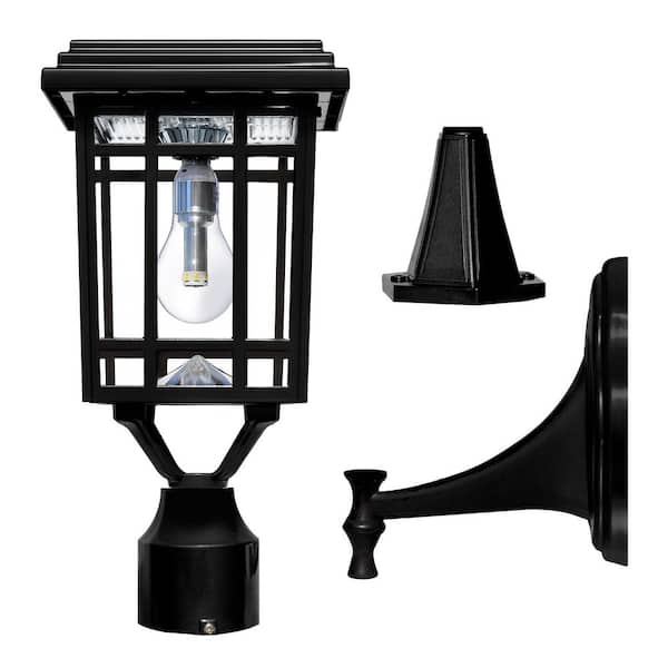 Gama Sonic Prairie Solar Fence Post Light Black