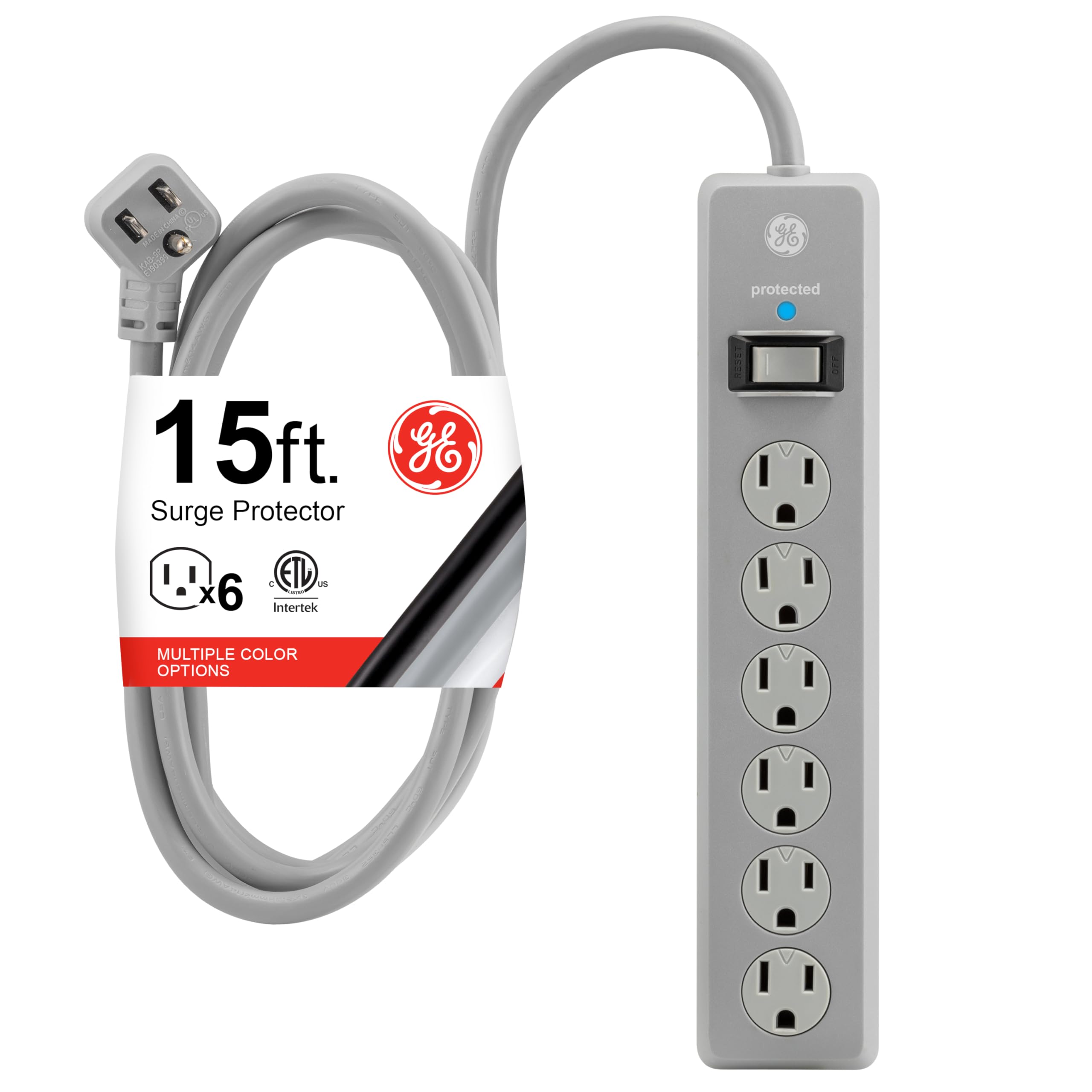 GE Pro 6-Outlet Surge Protector Outdoor Power Strip with 15-Ft Cord