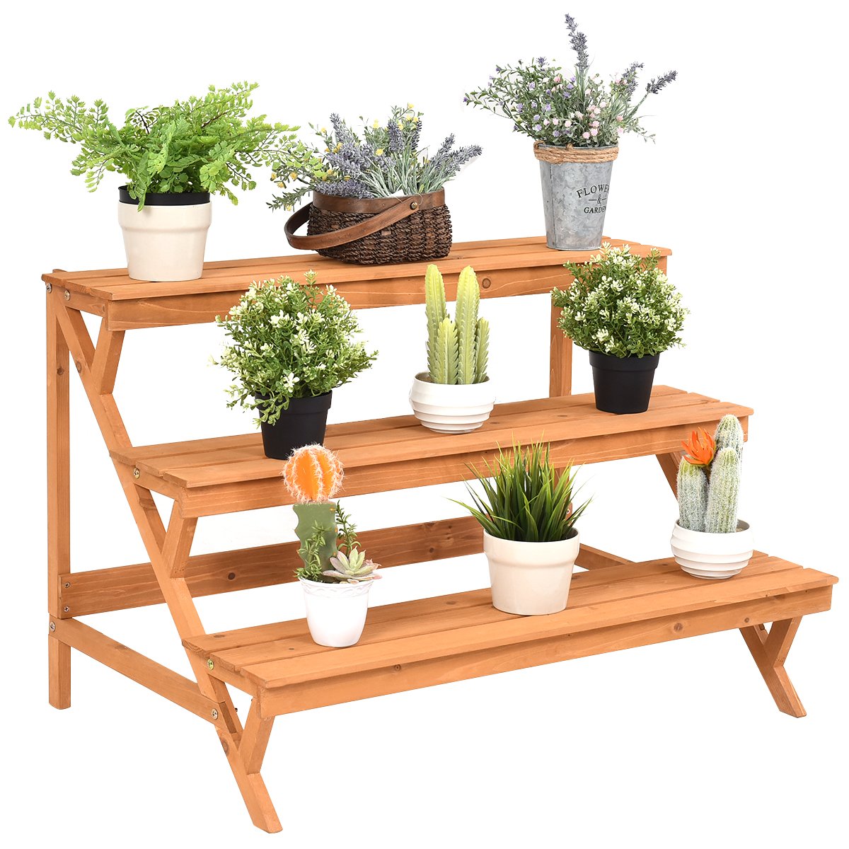 Giantex 3-Tier Wood Plant Stand