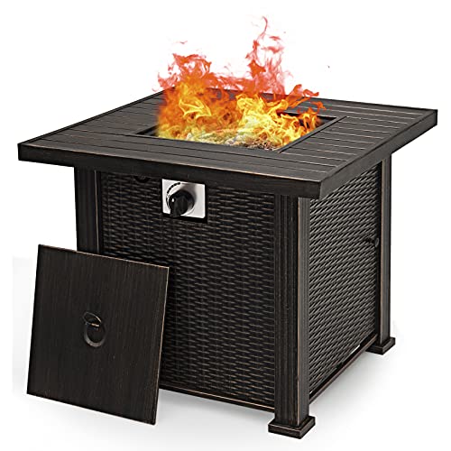 Giantex 42-Inch Propane Gas Fire Pit Table with Steel Lid