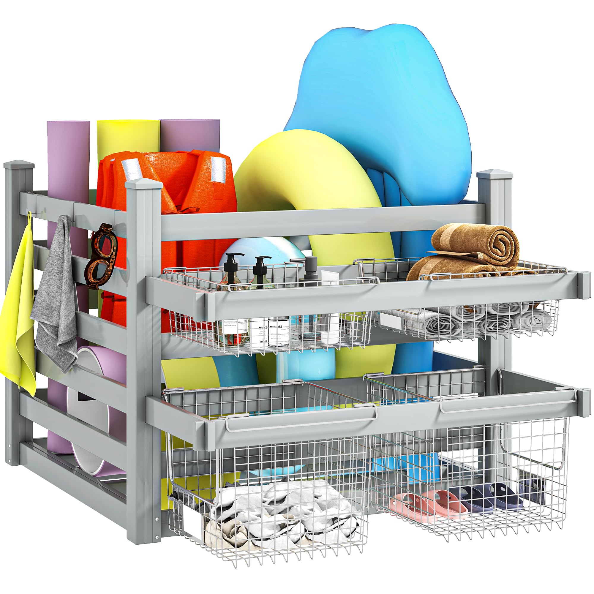 Giantex Large Pool Float Storage Rack with Multiple Hooks
