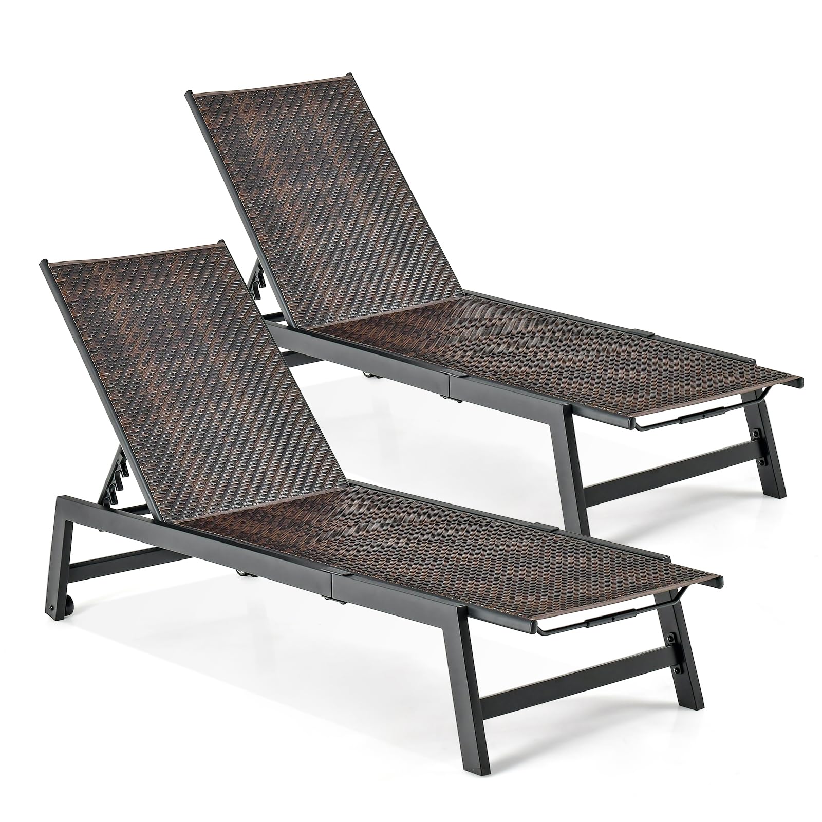 Giantex Outdoor Adjustable Chaise Lounge Chair with Wheels