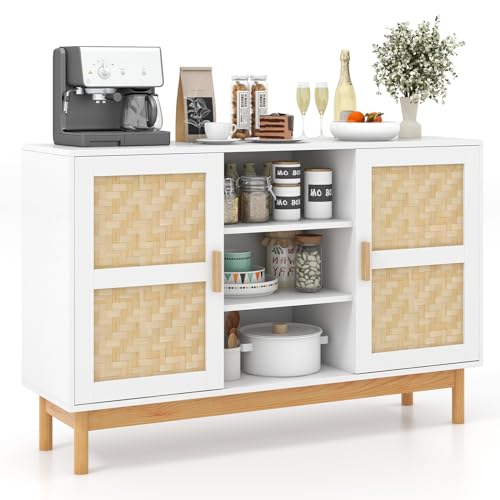 Giantex Outdoor Bar Cabinet Sideboard with 2 Doors and Open Shelf
