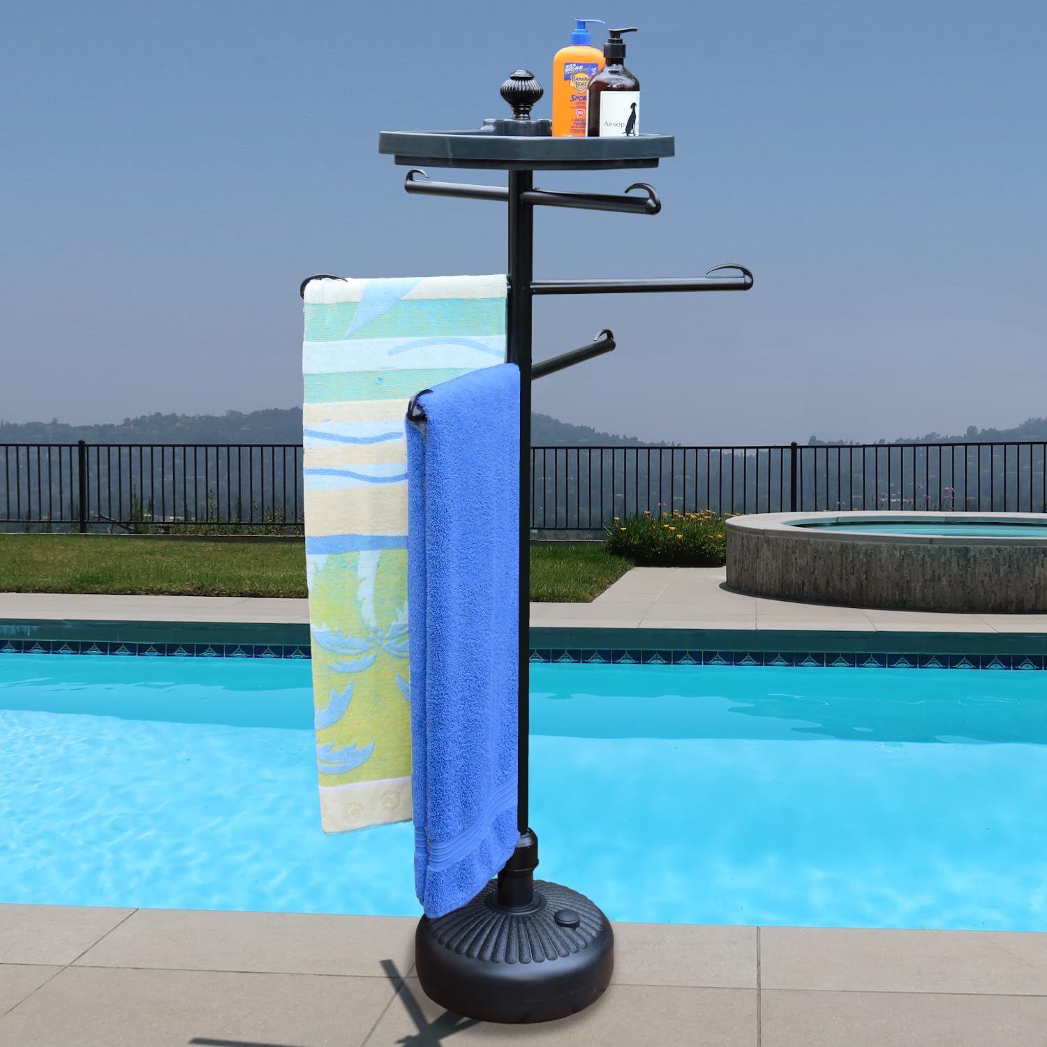 Giantex Outdoor Multi-Arm Pool Towel Rack with Hooks