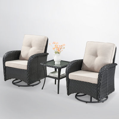 Giantex PE Wicker High-Back Rocking Chair Set of 2