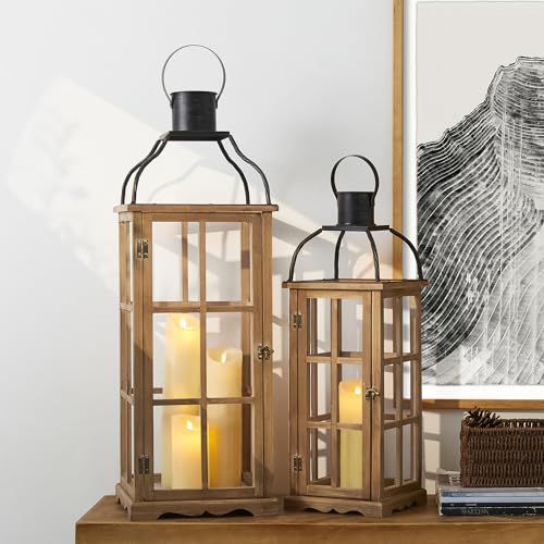 Glitzhome 24.4" H Oversized Outdoor Metal Lantern, Set of 2