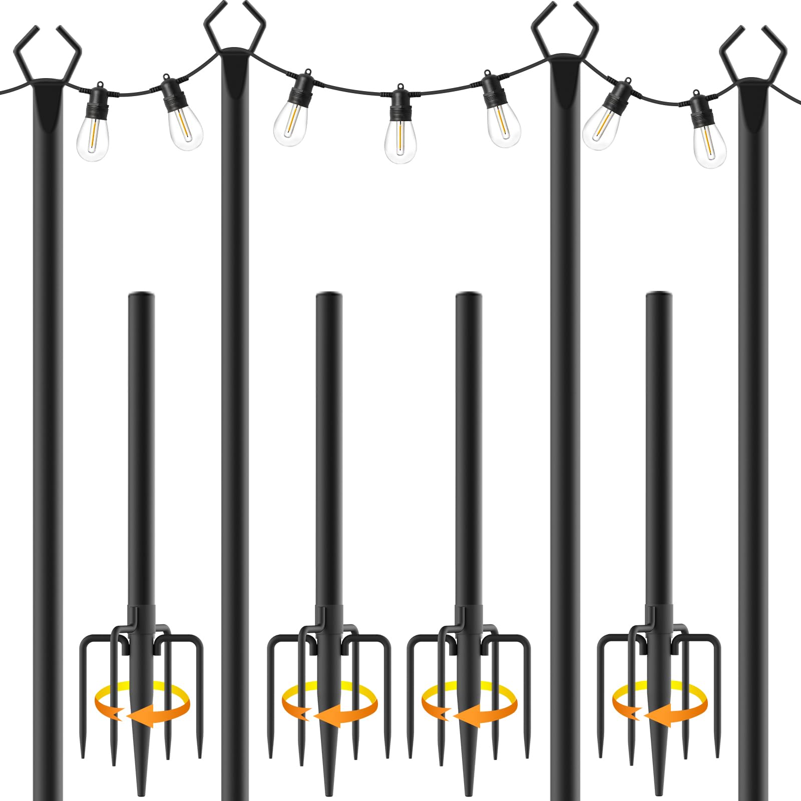 Globe Electric 9ft Outdoor String Light Extension Poles, 2-Pack