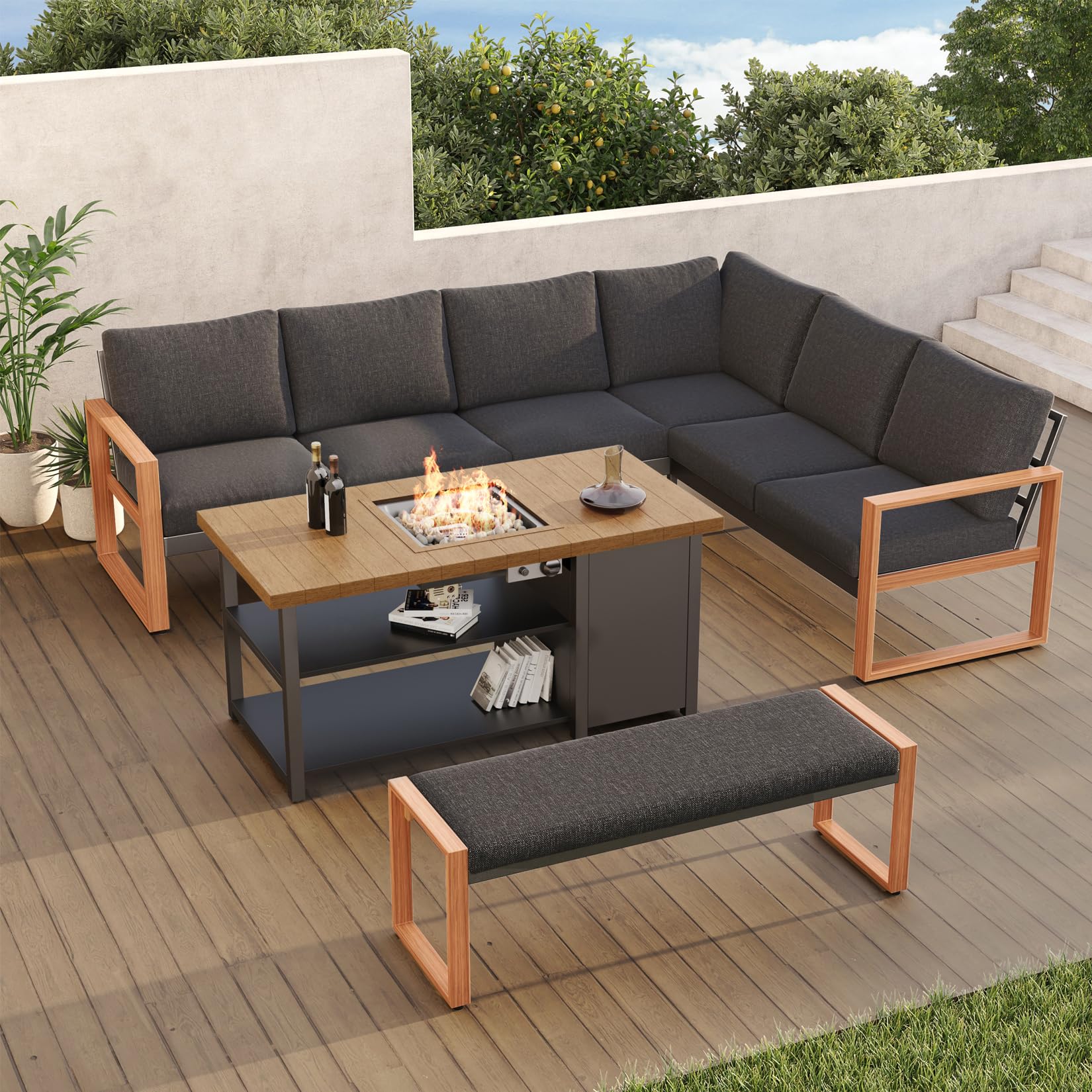 Grand Patio 4-Piece Aluminum Outdoor Sectional Sofa Set