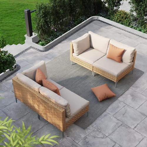 Grand Patio 4-Piece Outdoor Wicker Sectional Sofa Set with Cushions