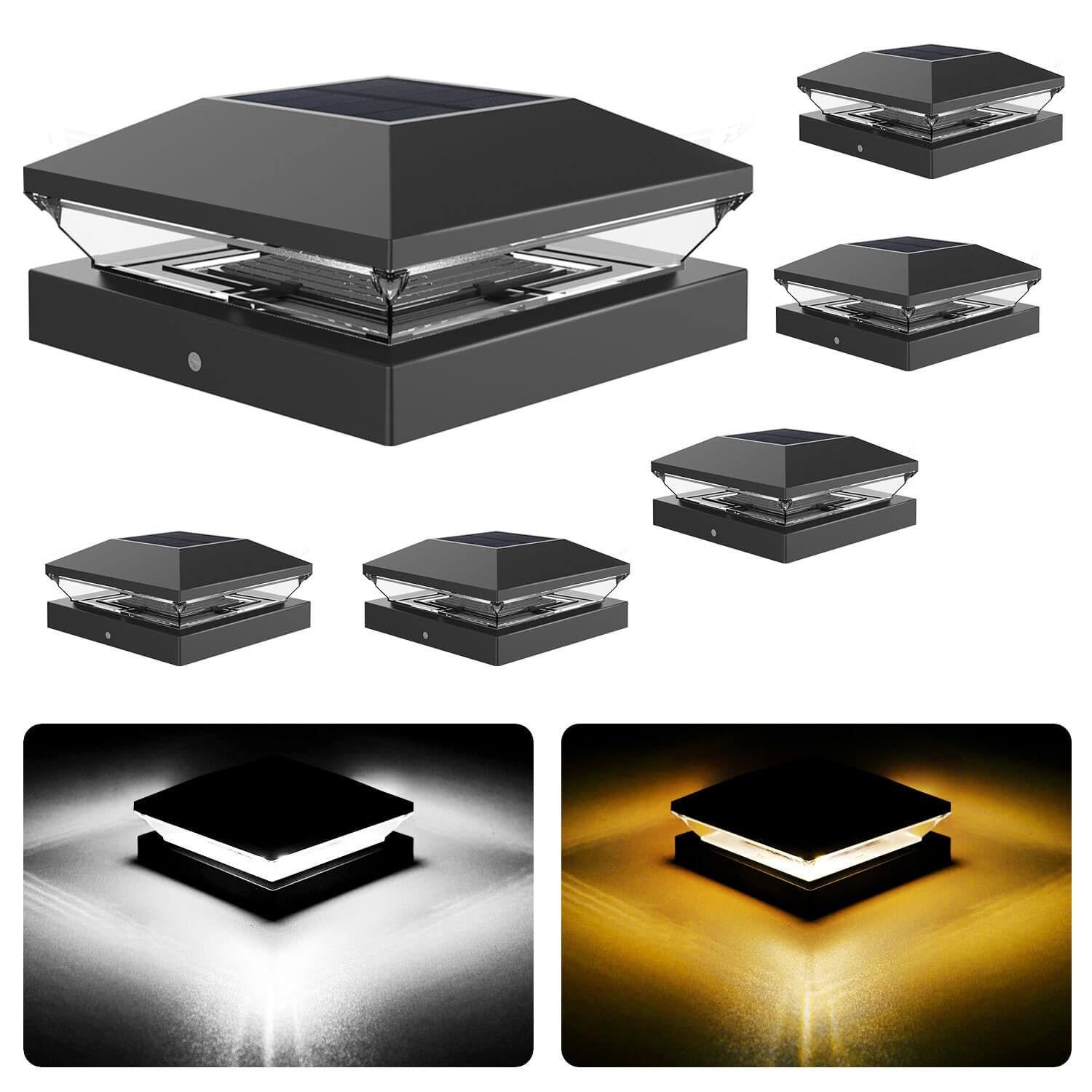 GreenLighting Polygon Solar Post Cap Light for 4x4 and 6x6 Posts, 4-Pack