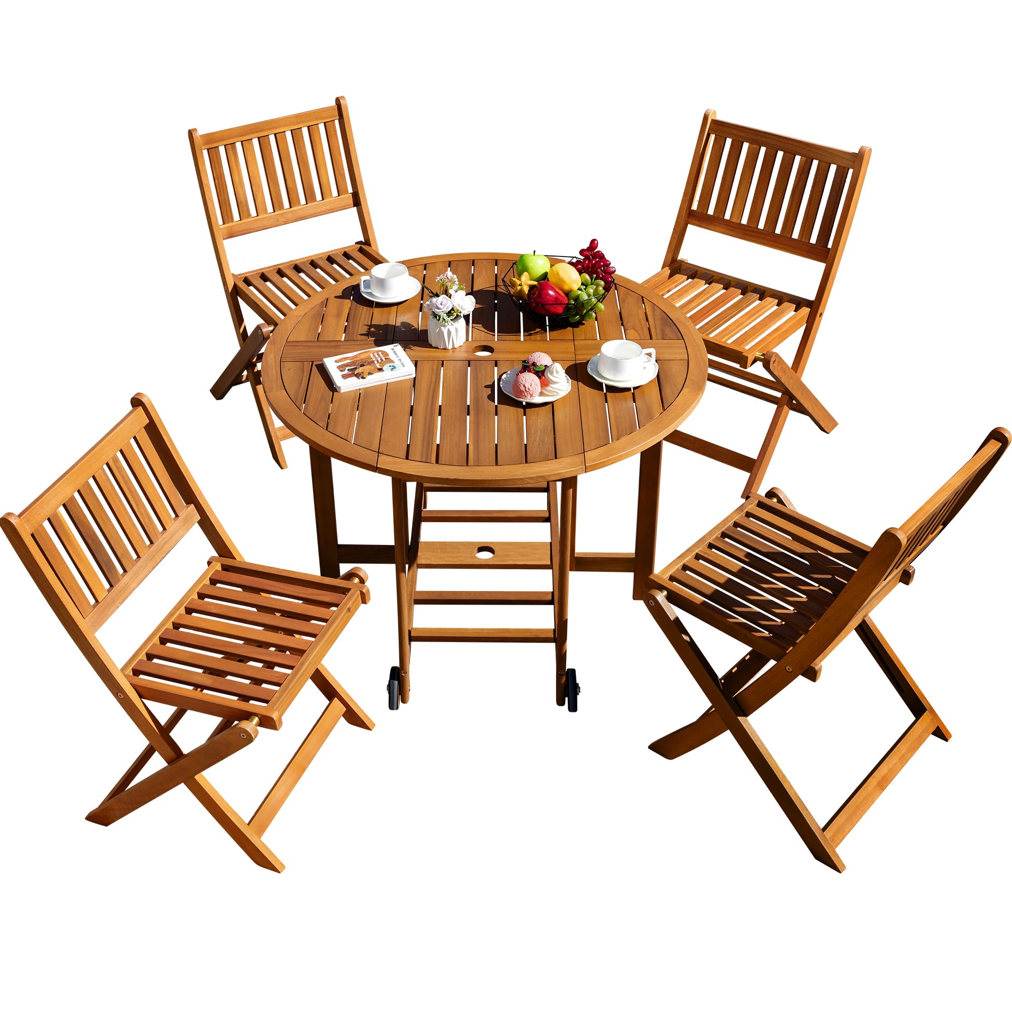 Greesum 5-Piece Folding Outdoor Patio Dining Set