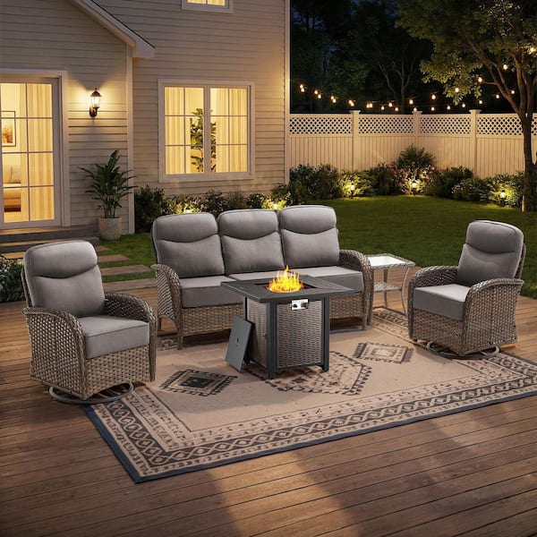 Gymax 4-Piece Outdoor Patio Fire Pit Bench Set