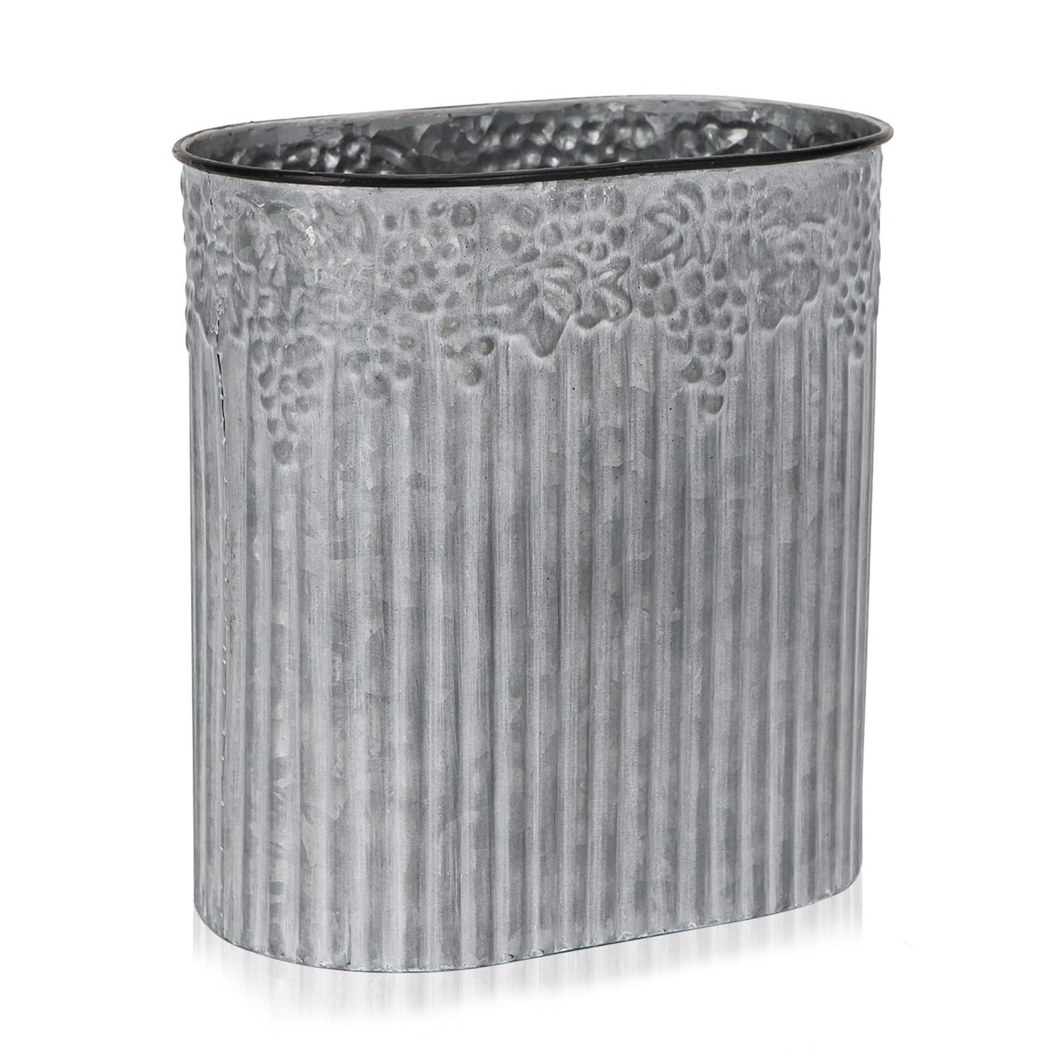 H Potter Tall Cylindrical Galvanized Metal Planter