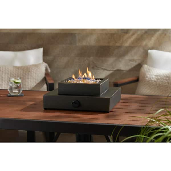 Hampton Bay 35-Inch Propane Gas Fire Pit Table with Concrete-Look Top