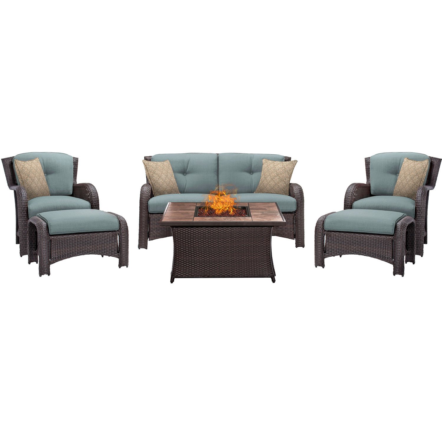 Hanover Strathmere 6-Piece All-Weather Wicker Outdoor Lounging Set