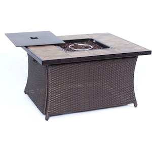 Hanover Traditions Square Fire Pit Chat Table with Porcelain Tile Top