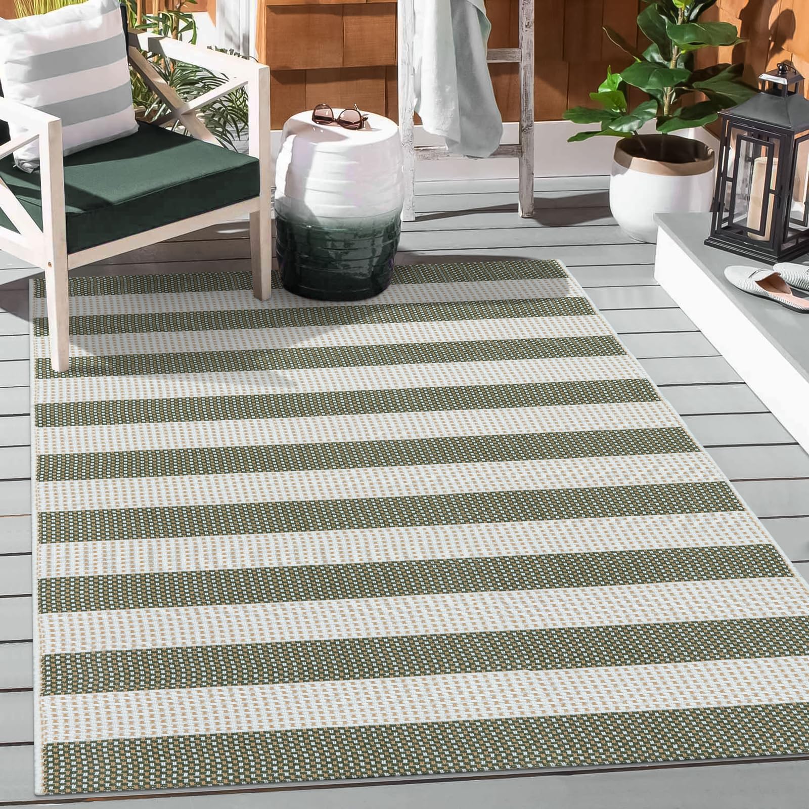HEBE Outdoor Rug Reversible Woven Plastic Rug 3x5