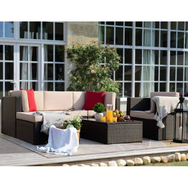 Homall 5-Piece Outdoor Patio Sectional Sofa Set