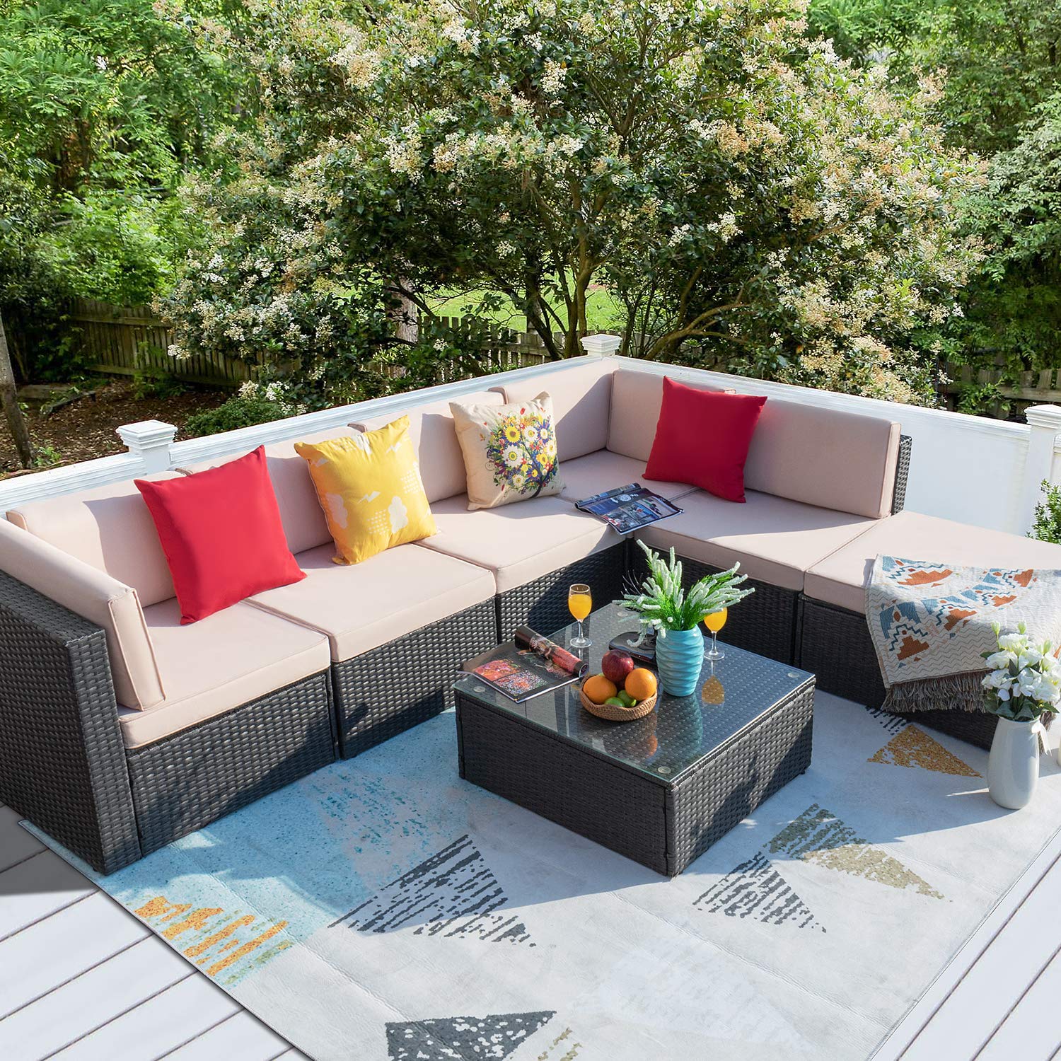 Homall 5 Pieces Outdoor Patio Sectional Sofa Set