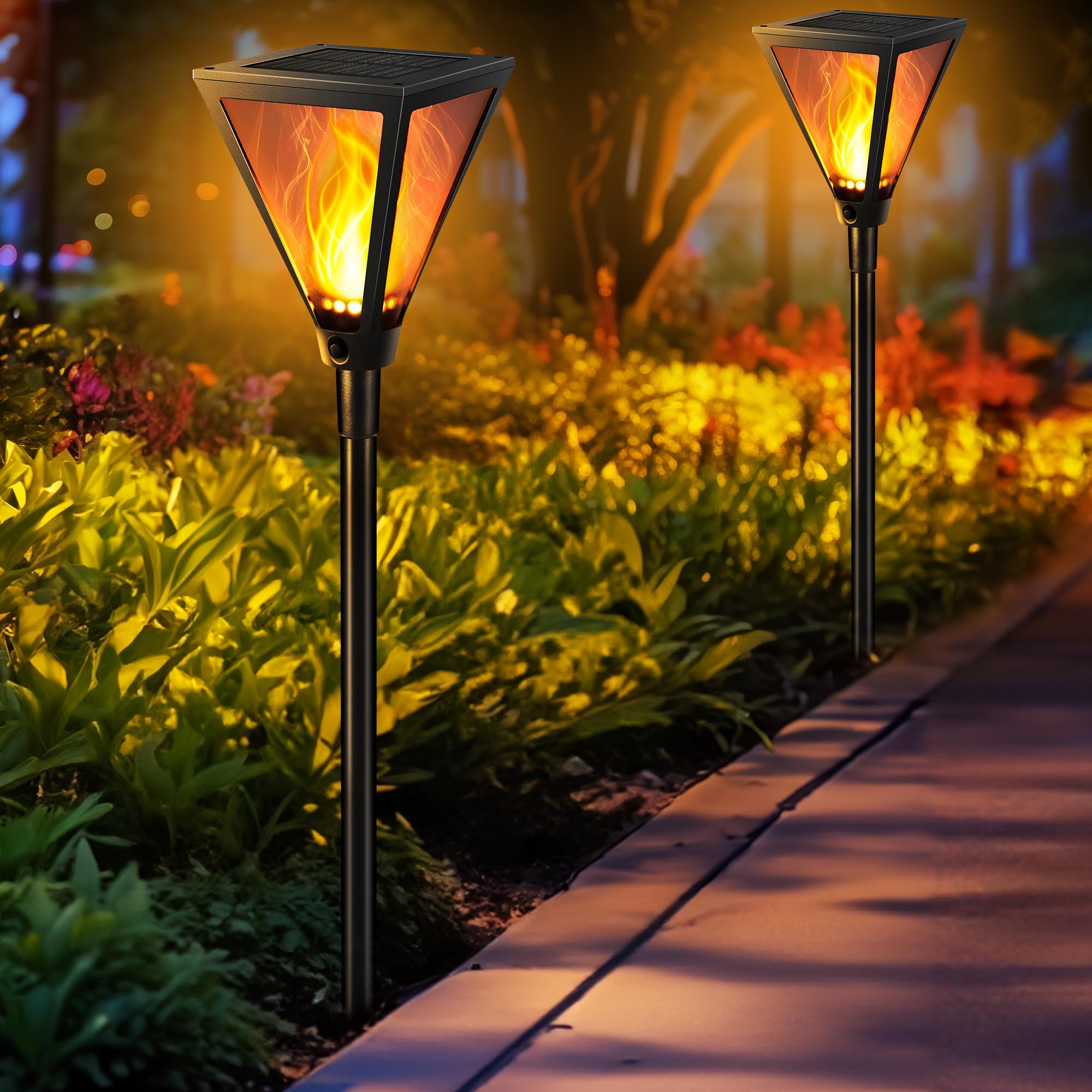 Homemory Solar Outdoor Torch Light Stakes (2-Pack)
