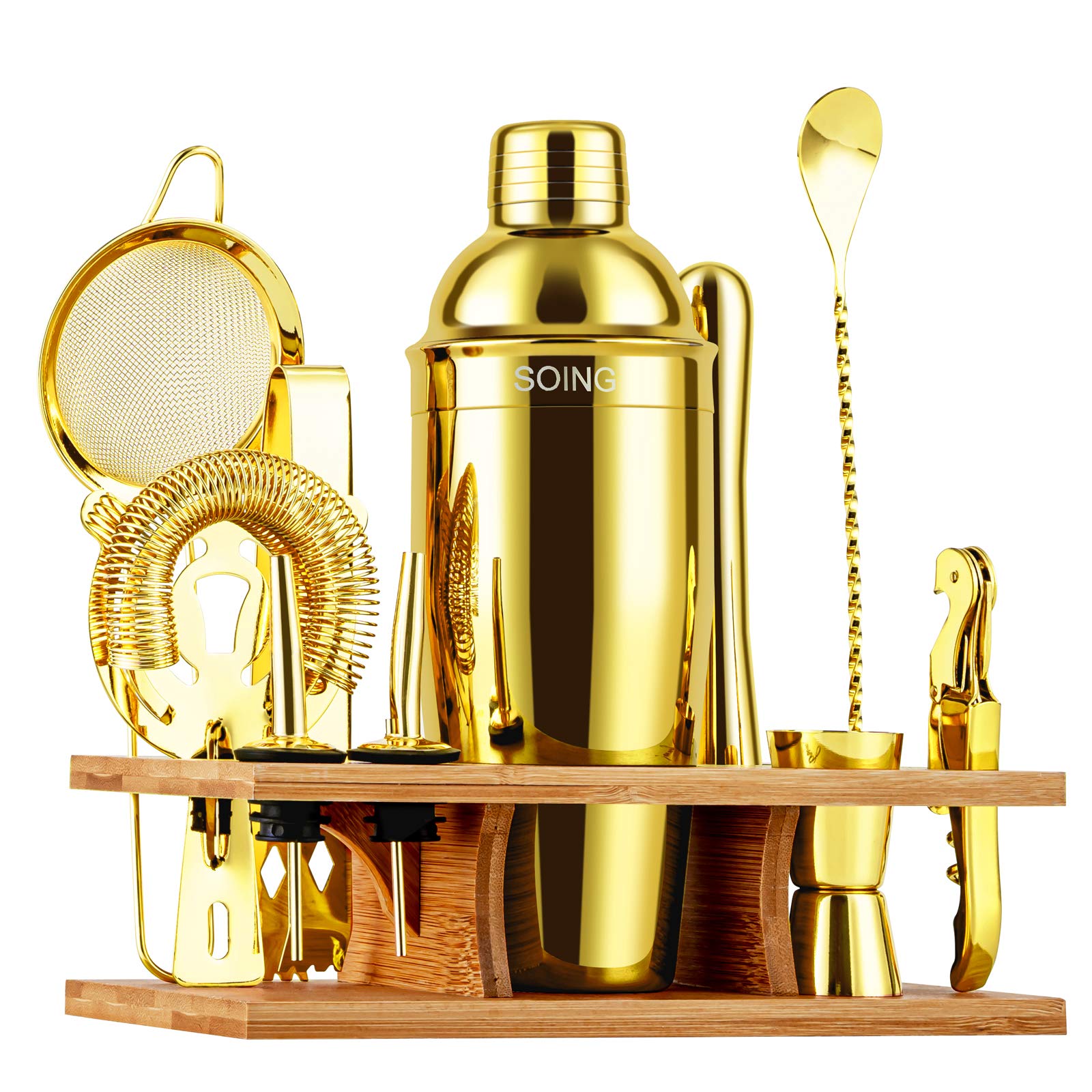 Homestia Gold Bartender Kit 10-Piece Cocktail Shaker Set
