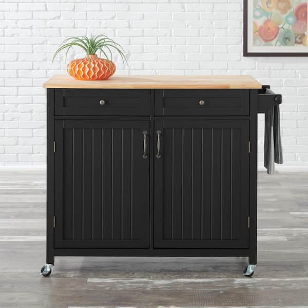 Homestyles Cuisine Kitchen Island Cart with Butcher Block Top