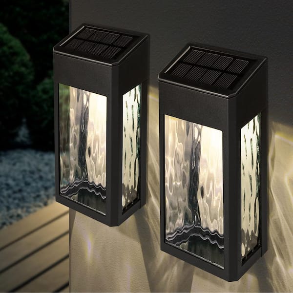 JACKYLED 2-Pack Solar Outdoor Wall Sconce Lights