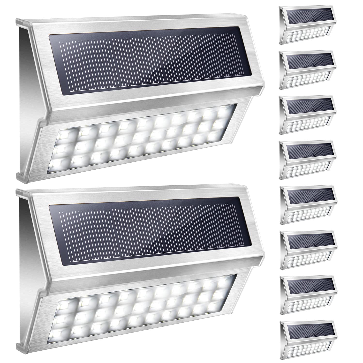 JACKYLED Solar Fence Lights 10-Pack Outdoor