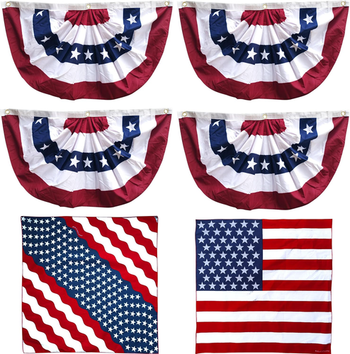 Juvale 4th of July Red White Blue Bunting Banner Set of 3