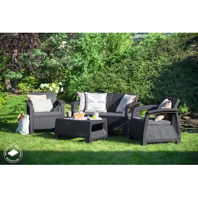 Keter Corfu 4-Piece All-Weather Outdoor Patio Conversation Set