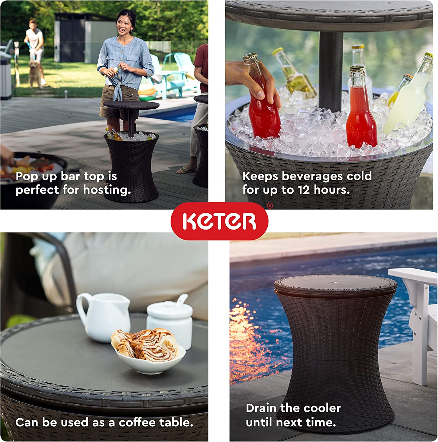 Keter Pacific 30-Gal Cool Bar Outdoor Table with Storage