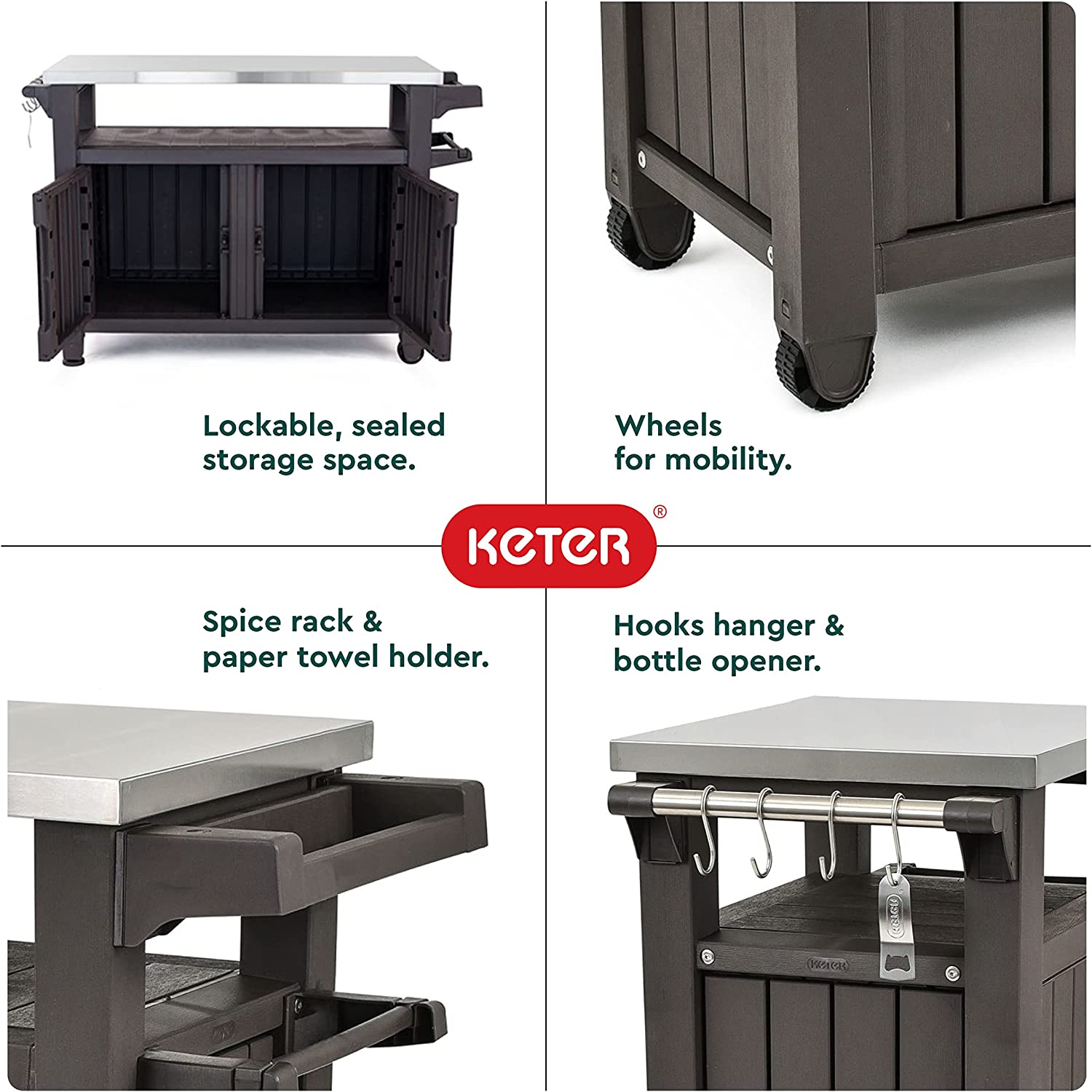 Keter Unity XL Portable Outdoor Entertaining Table with Storage