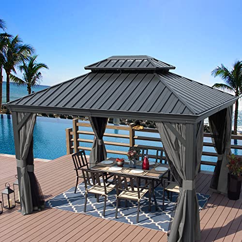 Kozyard Alexander 10x14 Hardtop Aluminum Gazebo with Steel Roof Panels