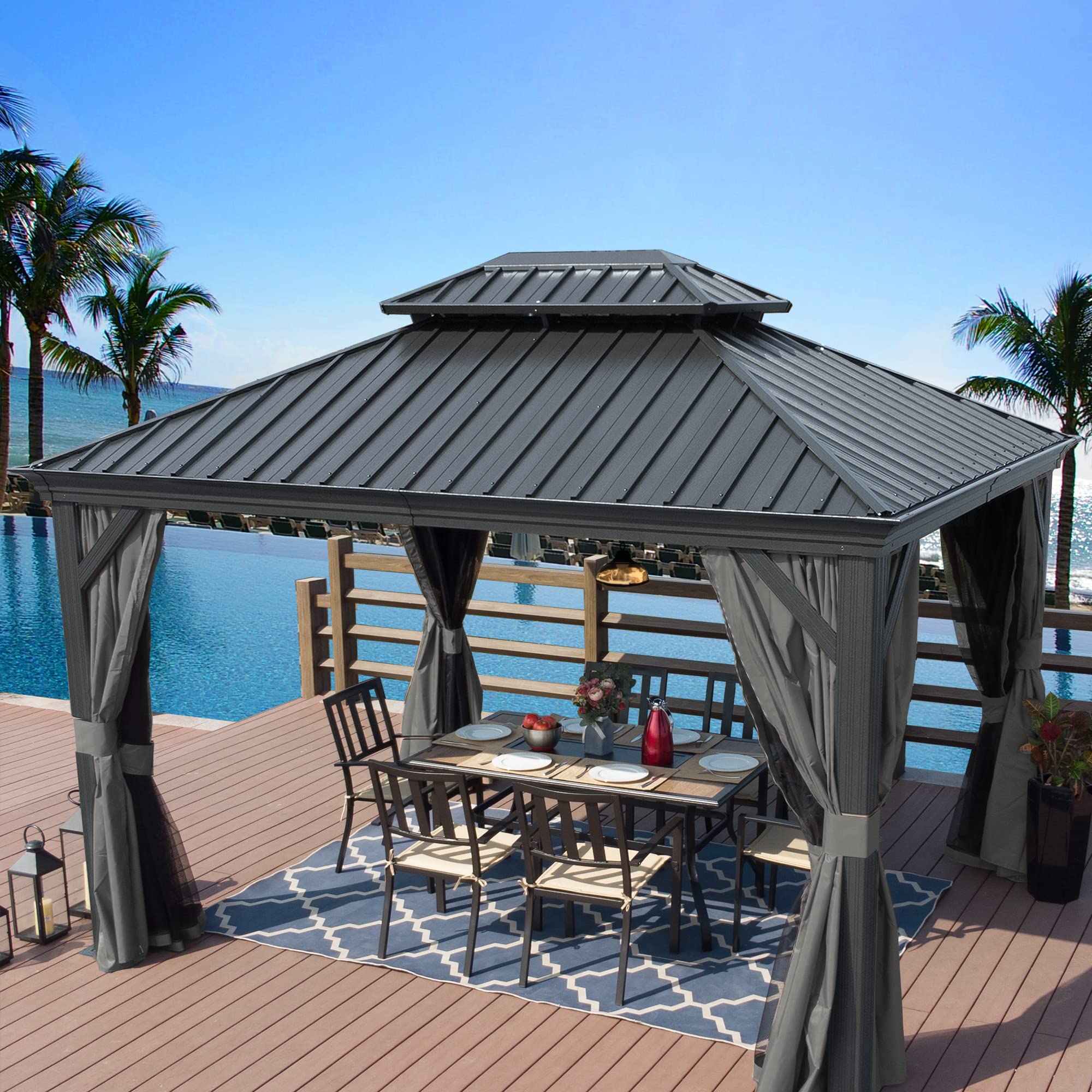 Kozyard Alexander Aluminum 5-Piece Outdoor Dining Set with Umbrella