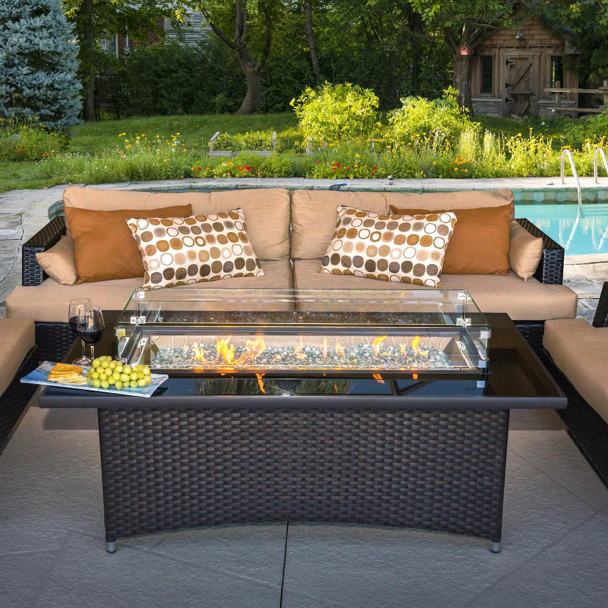 Lakeview Outdoor Designs Sedona 60-Inch Rectangular Propane Gas Fire Pit Table