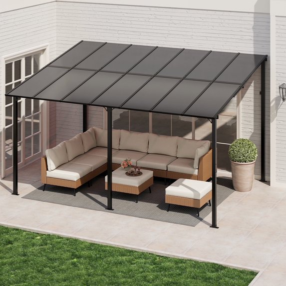 LAUSAINT HOME 10 x 12 Ft Outdoor Aluminum Pergola with Adjustable Louvered Roof