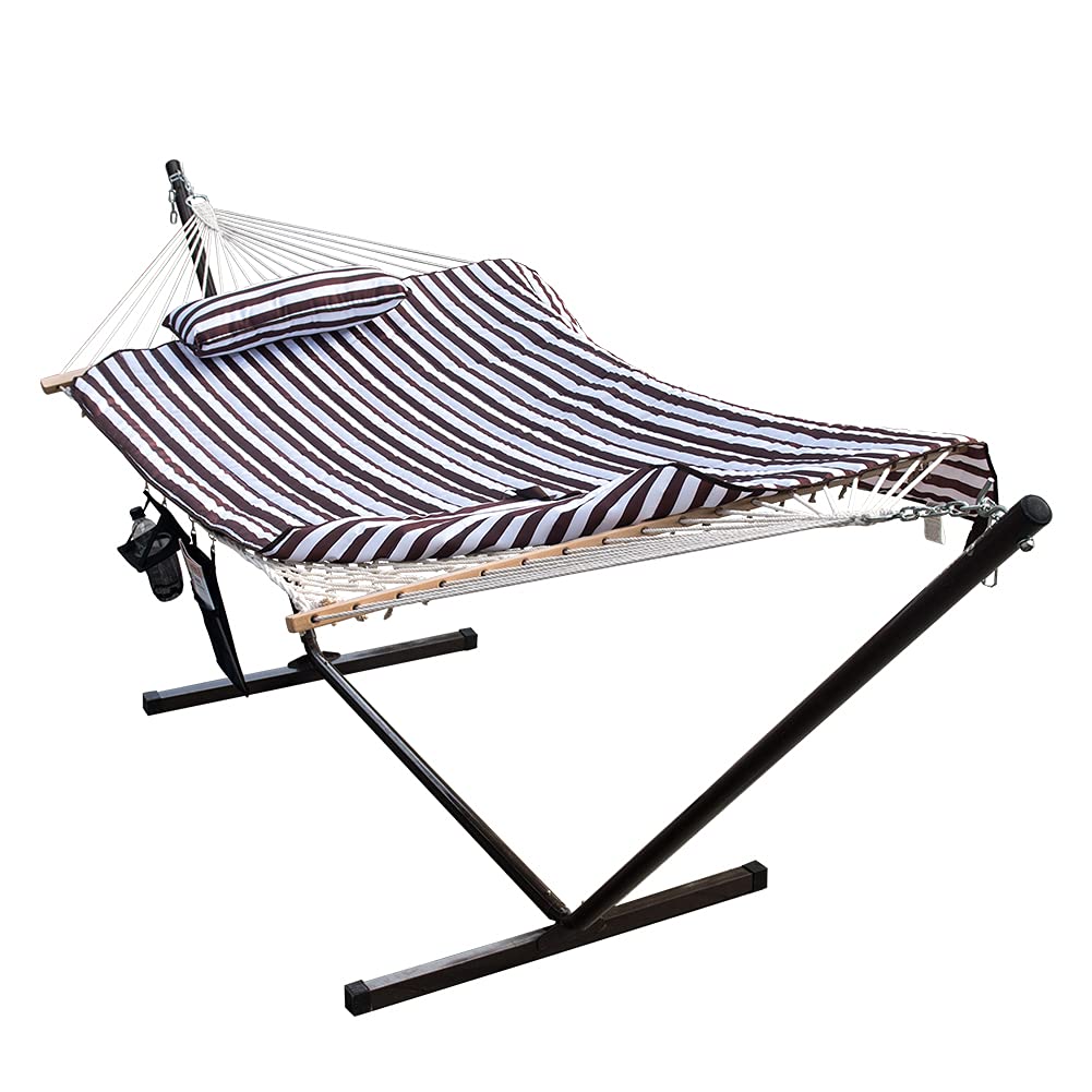 Lazy Daze Hammocks Cotton Rope Hammock with Steel Stand