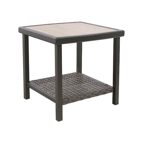 Leisure Season Planter Side Table with Storage Shelf