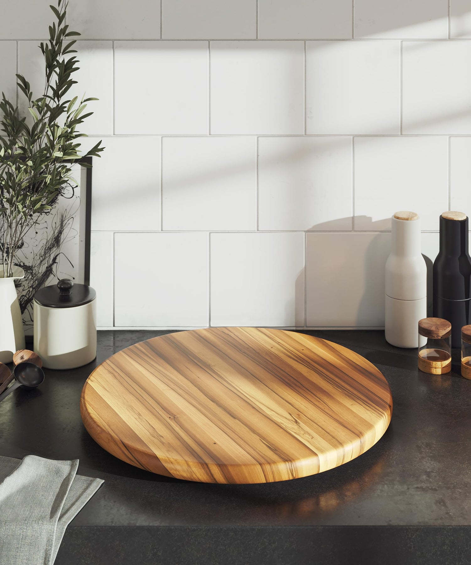 Lipper International 18-Inch Round Bamboo Turntable Lazy Susan