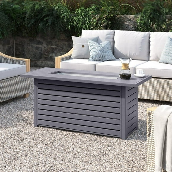Living Source International 48-Inch Rectangular Propane Fire Pit Table