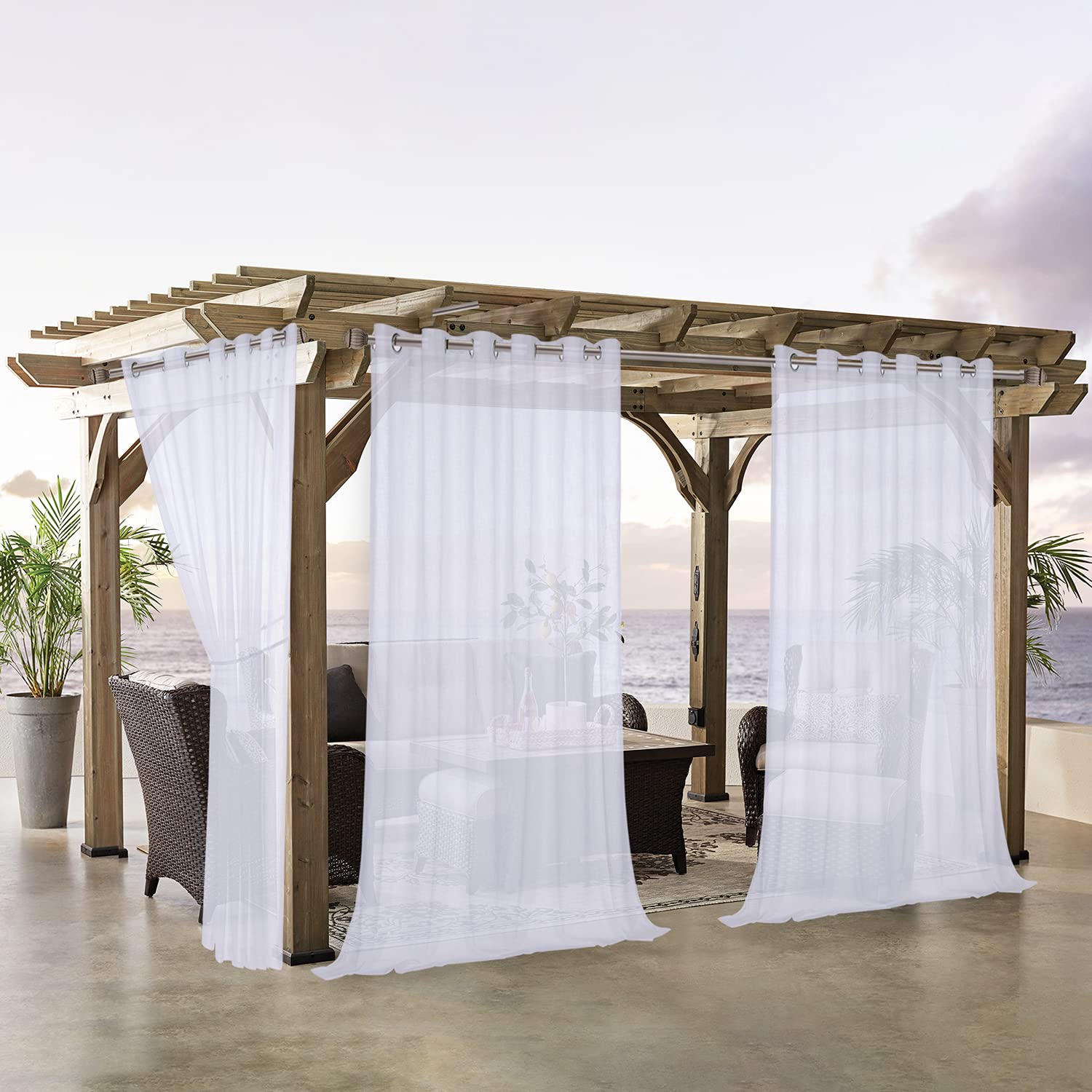 LORDTEX Burlap Linen Look Outdoor Curtains