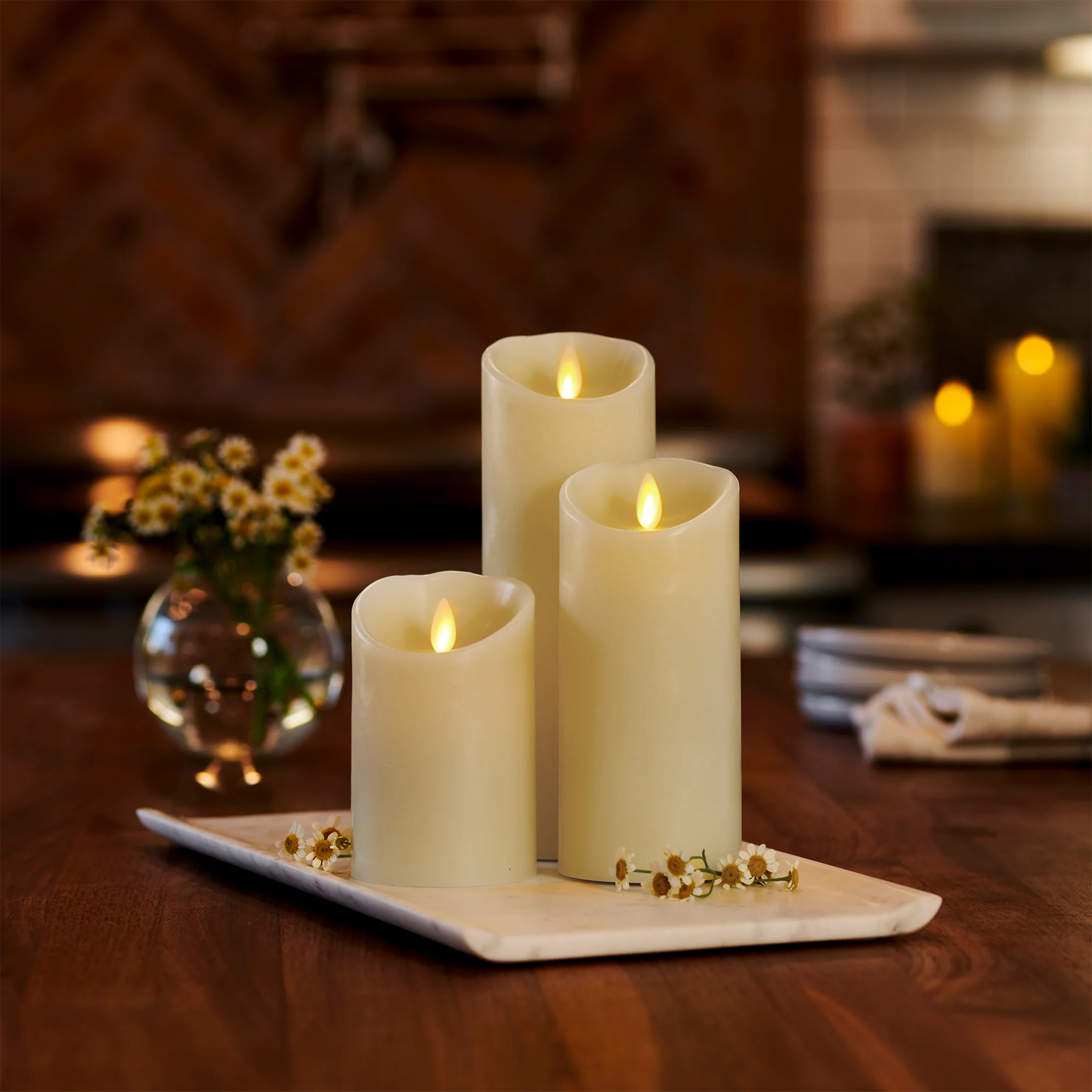 Luminara Outdoor Flameless Pillar Candles Set